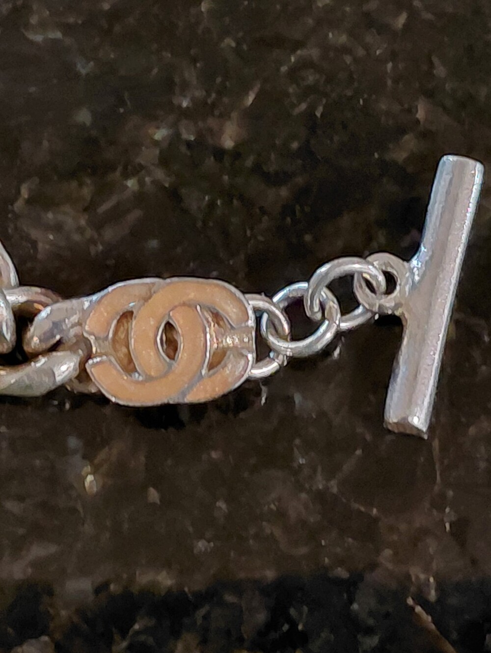 CHANEL Silver Chain Coco Mark Logo Bracelet COA - Picture 5 of 11